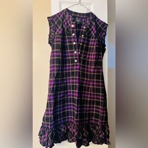 Plaid Dress with Pearl Buttons